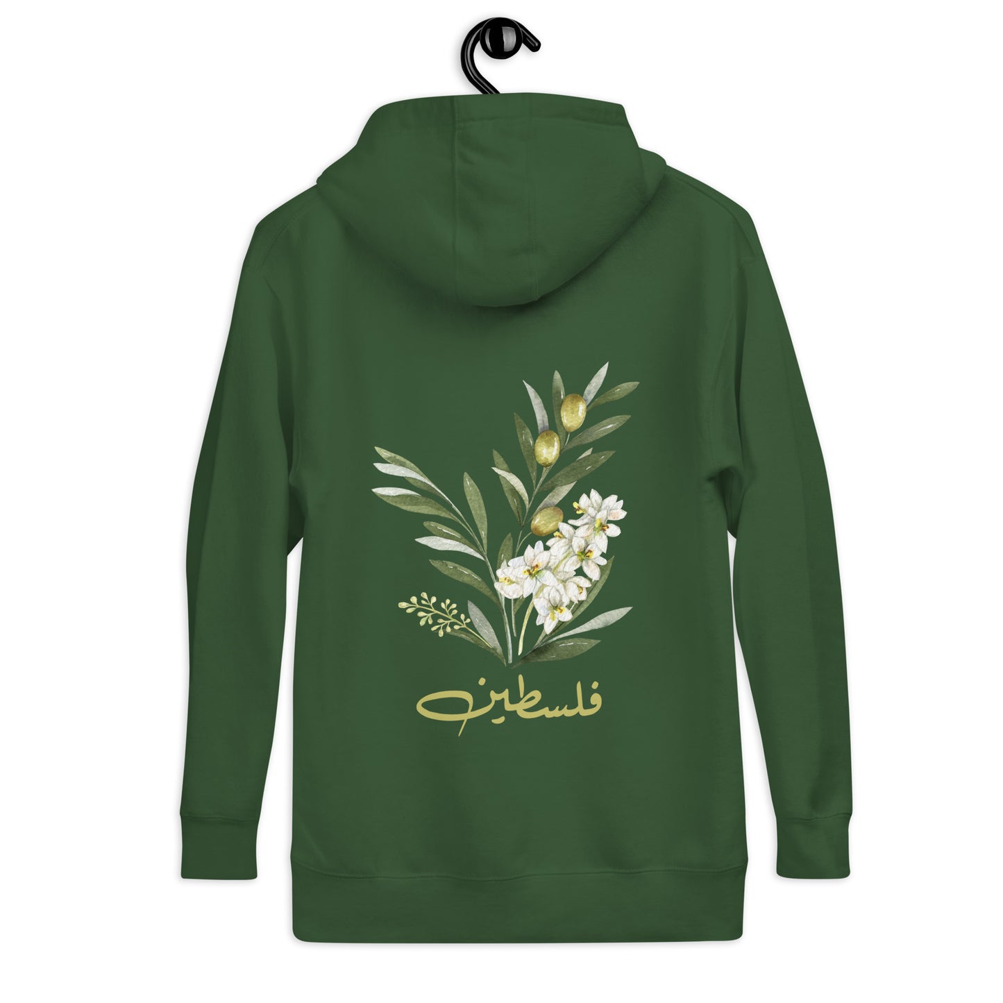 Embroidered Pali Map Unisex Hoodie with Back Olive Graphic Design